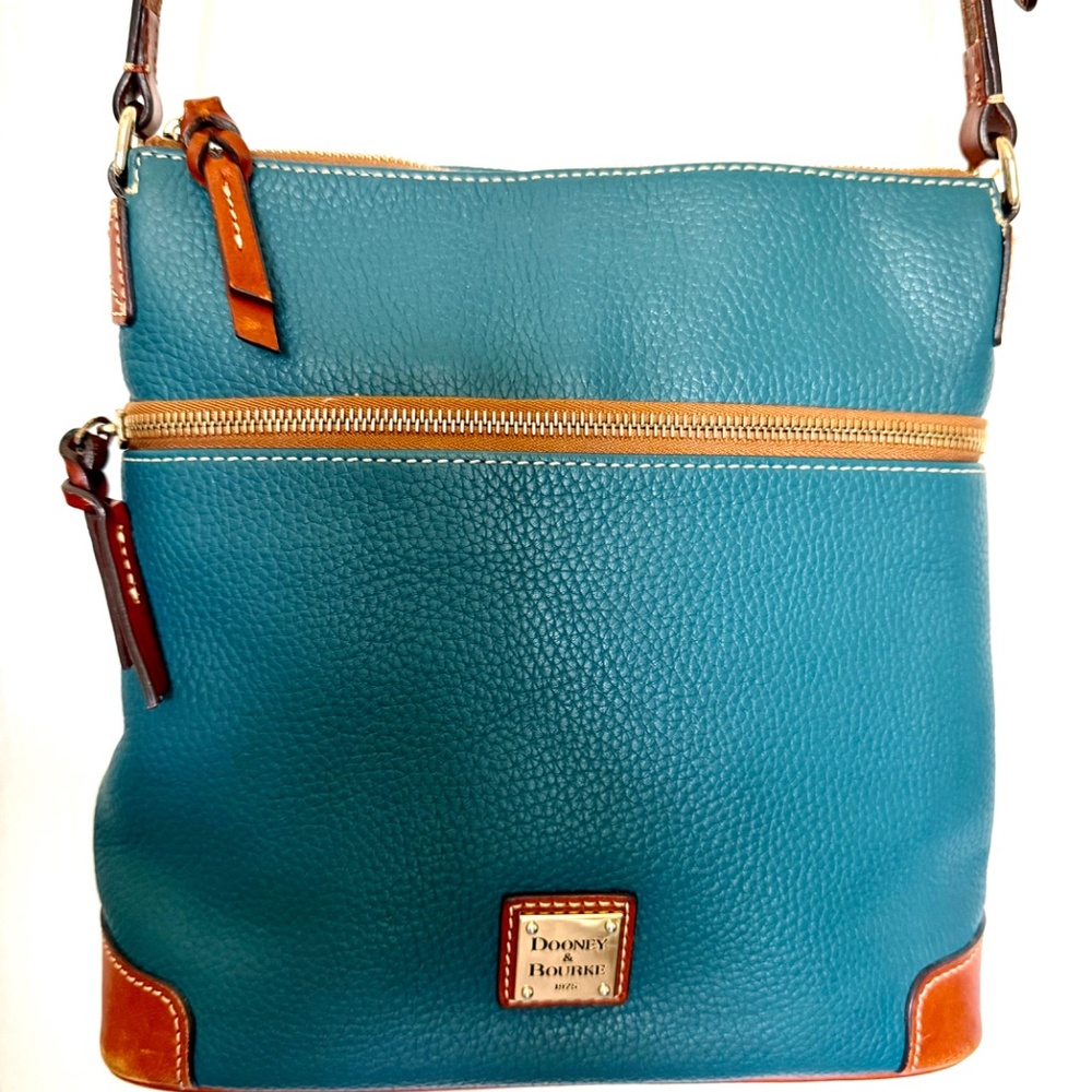 Dooney and Bourke Teal Pebbled Leather Crossbody Bag